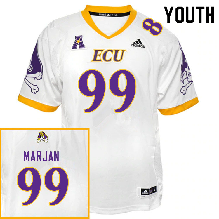 Youth #99 Laith Marjan ECU Pirates College Football Jerseys Sale-White